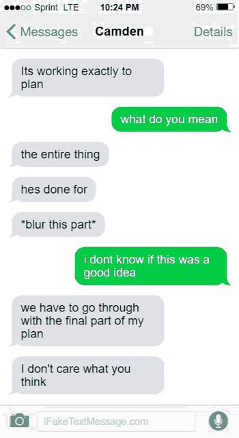 a text message between camden and someone called sprint lte