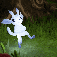a white rabbit is standing in the grass