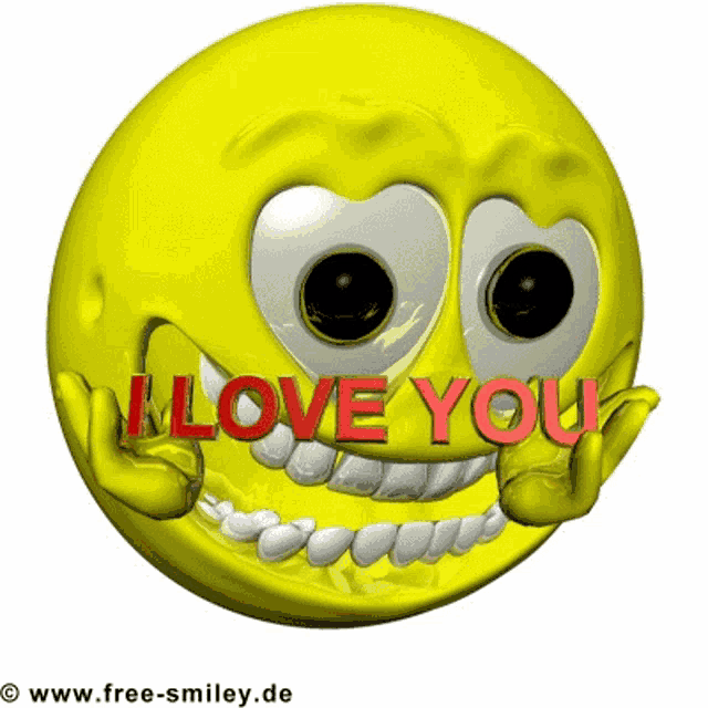 a yellow smiley face says i love you