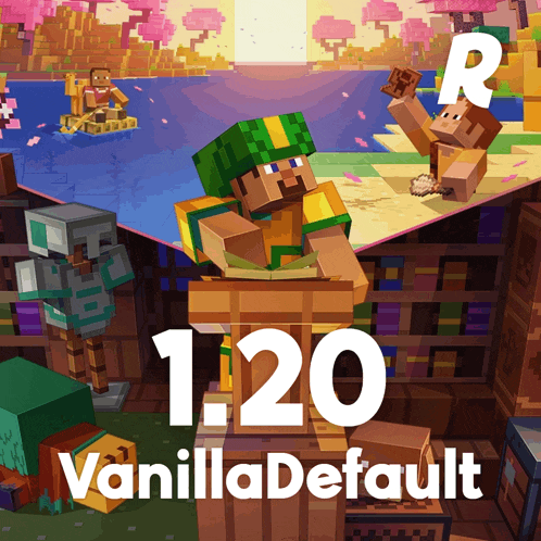 an advertisement for vanilla default in minecraft with a man in a green helmet