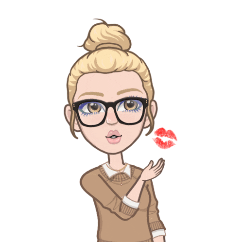 a cartoon of a woman blowing a kiss with red lipstick