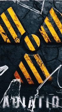 a sign that says ' atomic ' on it in white letters