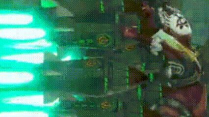 a person is standing in front of a green light in a room .