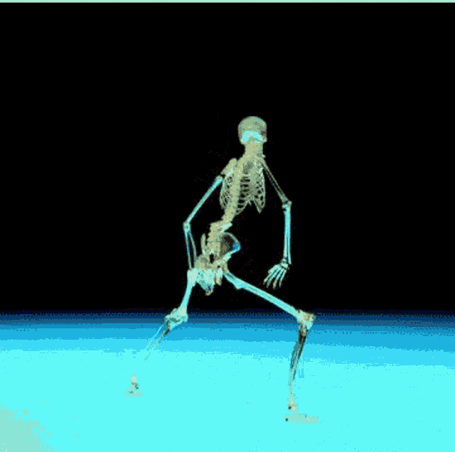 a computer generated image of a skeleton on a blue surface