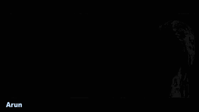 a picture of a woman behind a door with the word arun below it