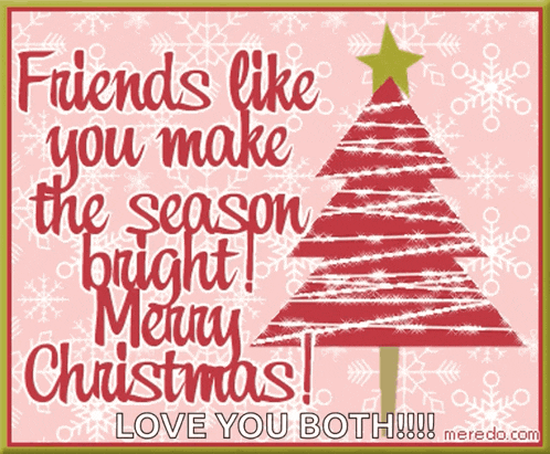 a christmas card with a christmas tree and the words friends like you make the season bright merry christmas