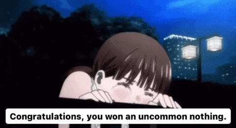 congratulations , you won an uncommon nothing written next to a crying girl
