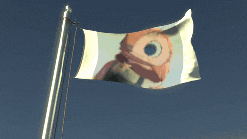 a flag with a picture of a person 's face on it