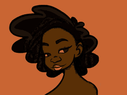 a cartoon drawing of a woman 's face with a swirl in her hair