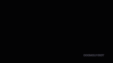 a blurry image of a man with a red cape holding a sword with doomguybot written on the bottom left