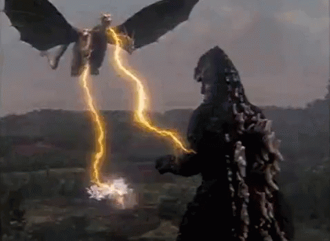 ゴジラ 対ギドラ　attack Dragon GIF - Ghidorah Godzilla Lightning GIFs