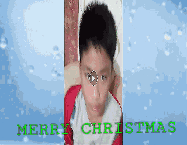 a picture of a boy with the words merry christmas on the bottom