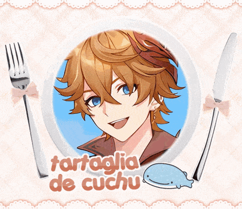 a picture of a boy on a plate with the words tortaglia de cuchu written on it