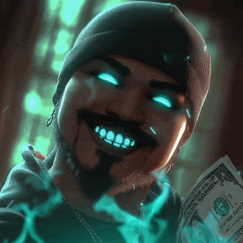 a man in a beanie is holding a stack of 20 dollar bills