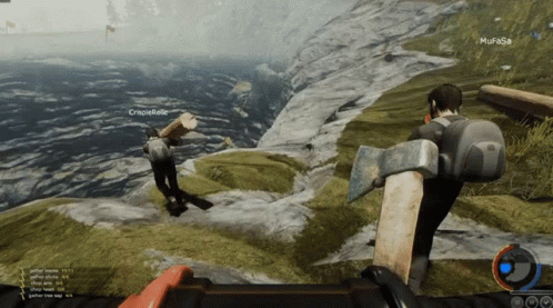 The Forest Jump GIF - The Forest Jump Axe GIFs