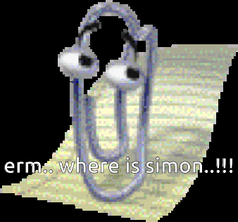 a picture of a paper clip with the words " where is simon " written below it