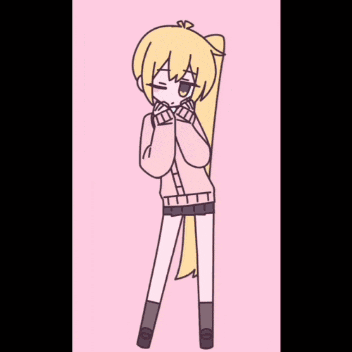 a drawing of a girl with a ponytail wearing a pink sweater