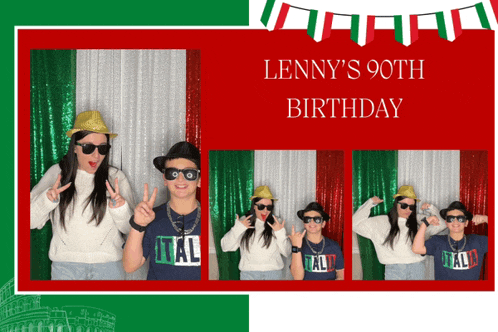 a poster for lenny 's 90th birthday shows a boy and a girl