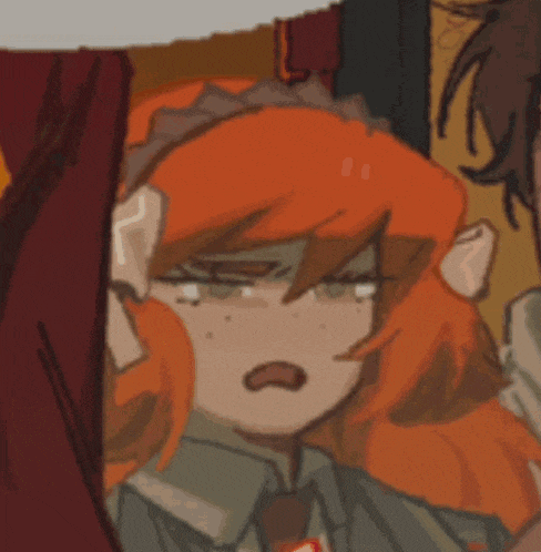 a drawing of a girl with orange hair and a tie