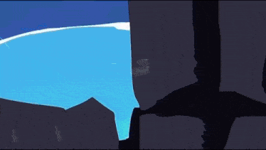 a cartoon of a person flying through the air over a body of water .