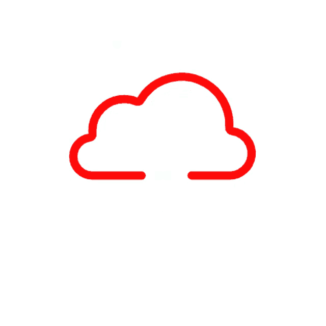 a red cloud with an arrow pointing downwards
