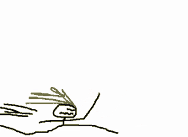 a drawing of a stick figure with a green wig