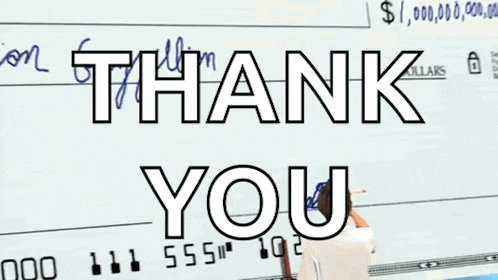 a man is taking a picture of a thank you check