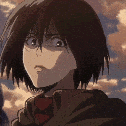 a close up of a person 's face with a cloudy sky behind them