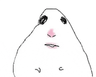 a black and white drawing of a hamster 's face with a pink nose and mouth .