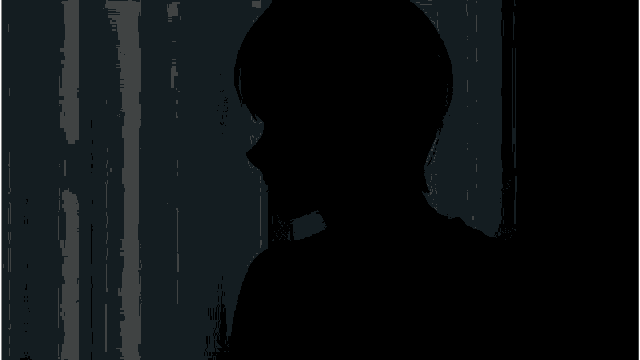 a black and white drawing of a woman covering her face with her hair .