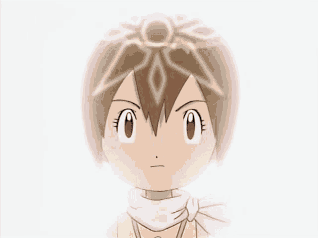 a close up of a cartoon character 's face with a glowing light coming out of it .