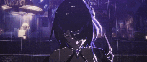 a girl with a ponytail stands in front of a sign that says l' heaven
