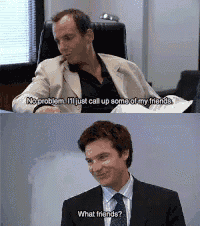 a man in a suit and tie asks what friends are