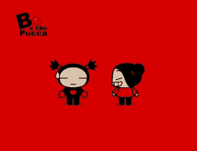 a red background with a cartoon character and the words " be like pucca "
