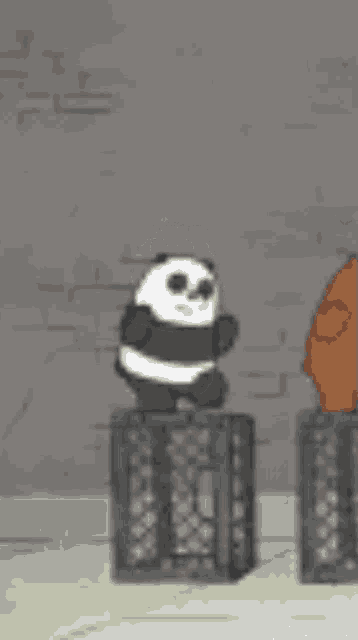 a cartoon of a panda and a bear standing next to each other .