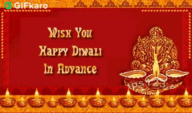 a gifkaro greeting card wishing you happy diwali in advance