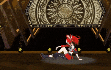 a girl with red hair is laying on the floor