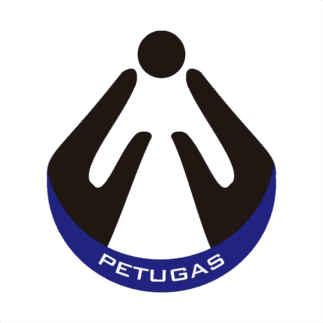 a black and white logo that says petugas