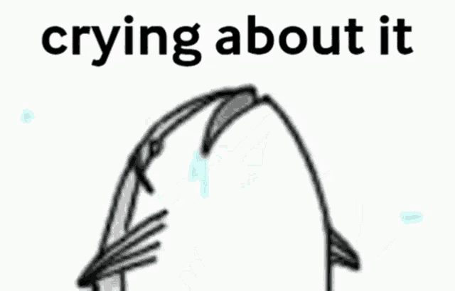 a black and white drawing of a person crying about something .