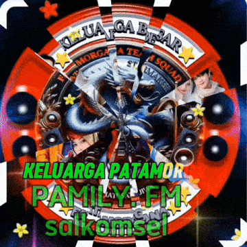 a red circle with the words keluarga patamor family fm