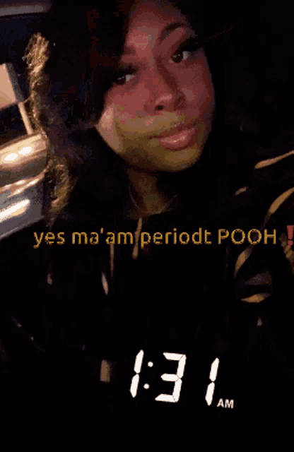 a pixelated image of a woman says yes ma ' am periodt pooh