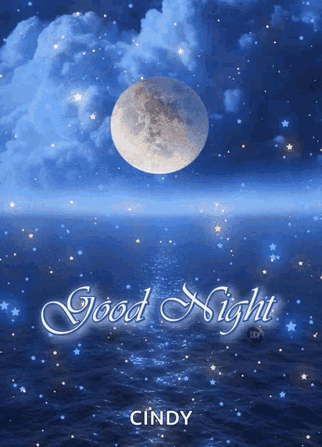 a poster that says good night cindy with the moon in the background
