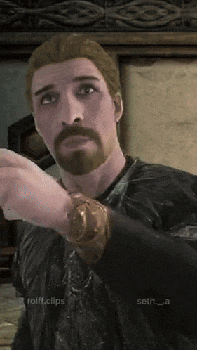 a man with a beard in a video game with rolff.clips written on the bottom