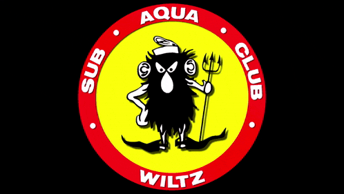 a logo for the aqua club wiltz with a devil