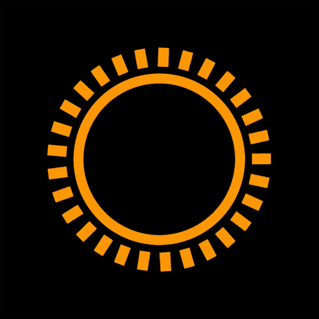 a black background with a yellow circle with rays around it