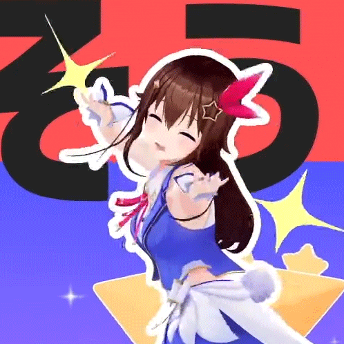 a girl in a blue dress is dancing in front of a red and blue background with the number 25 in the background