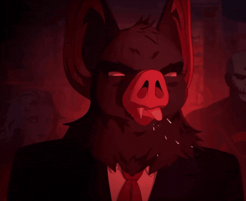 a cartoon of a pig in a suit and tie says sonar fart sound bull ***