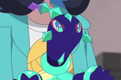 a cartoon drawing of a person with a turtle on their shoulders