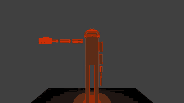 a computer generated image of a robot with a glowing orange head