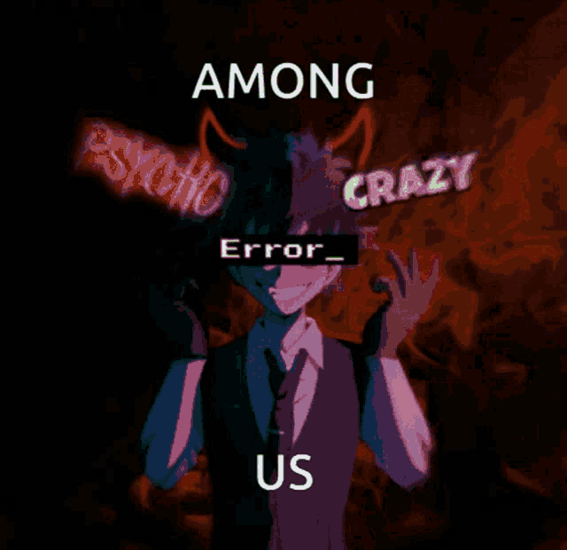 among us is written on a poster with a cartoon character